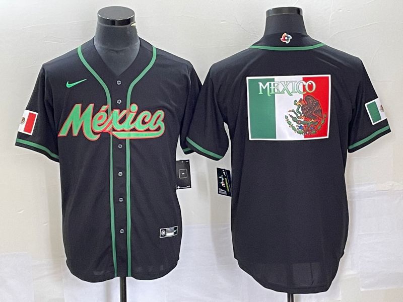 Men 2023 World Cub Mexico Blank Black Nike MLB Jersey4